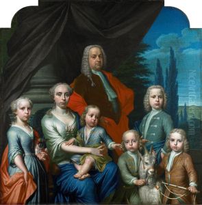 Portrait of the Haarlem merchant Willem Philip Kops (1695-1756) with his wife and children