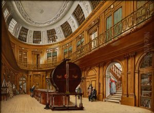 Interior of the oval room in Teyler Museum in Haarlem by Wybrand Hendricks