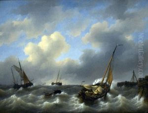 Storm_op_de_Zuiderzee_voor_Medemblik by Petrus Johannes Schotel