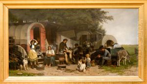 Show people camping in a Dutch landscape thumbnail