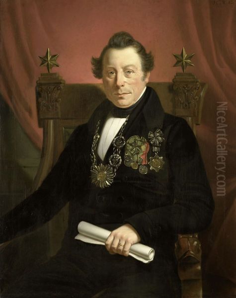 Coenraad van Hulst (1774-1844). Toneelspeler, als president van de kunstbevorderende maatschappij VW te Amsterdam (zo genoemd naar de oprichters Casper Vreedenberg en Jan van Well) - view 1