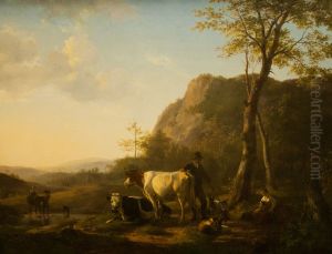 Herder_en_herderin_met_vee_in_berglandschap by Hendrik van de Sande Bakhuyzen