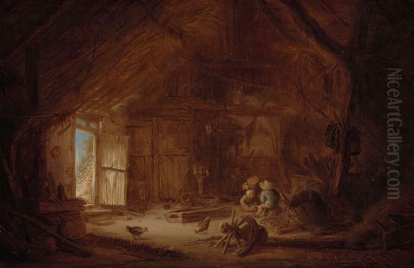 Interior of a Stable with three Children - view 1