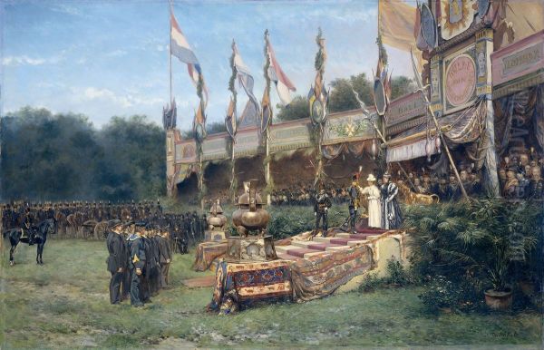 Uitreiking van het Lombokkruis door Koningin Wilhelmina op het Malieveld in Den Haag, 6 juli 1895 - view 1
