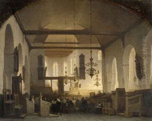 Interior of the Geertekerk in Utrecht with the Celebration of the Holy Supper by Johannes Bosboom