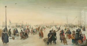 Enjoying the Ice near a Town by Hendrick Avercamp