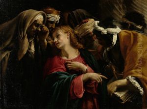 Jezus onder de schriftgeleerden by Orazio Borgianni