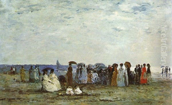 Baigneurs sur la plage de Trouville - view 1