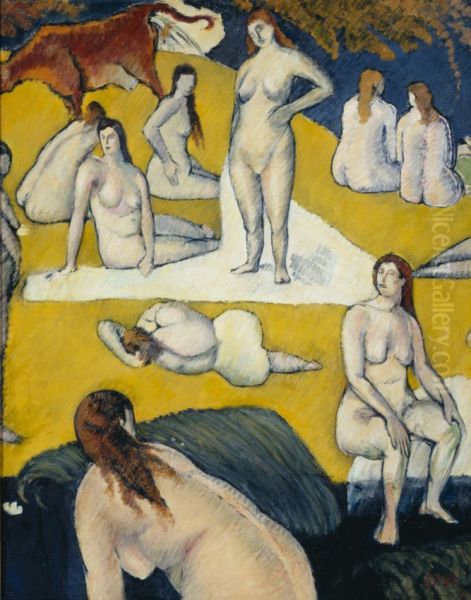 Bathers with Red Cow - view 1