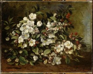 Branche de pommier en fleurs by Gustave Courbet