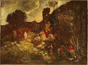 Don Quichotte et Sancho Panca by Adolphe Joseph Thomas Monticelli