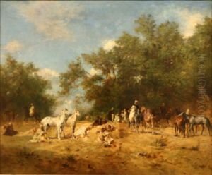 Arab Riders Stop in the Forest Arab Riders Stop in the Forest