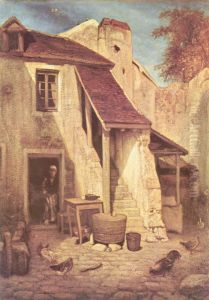 Bauernhof in Fontainebleau by Alexandre-Gabriel Decamps