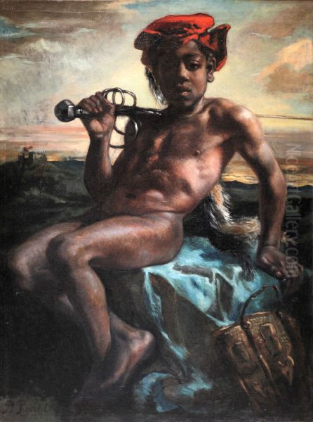 Young black boy with a sword - view 1