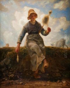 La fileuse, chevriere auvergnate by Jean-Francois Millet