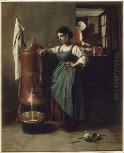 The copper fountain; Kitchen Interior by Francois Bonvin