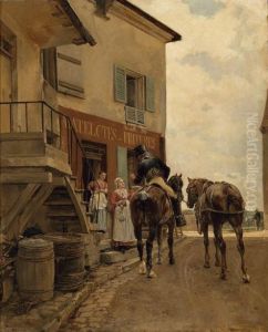 L'Auberge du Pont de Poissy by Jean-Louis-Ernest Meissonier