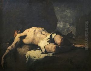 Saint Sebastian, martyrFrancais:Saint Sebastien, martyrItaliano:San Sebastiano, martire. by Augustin Theodule Ribot