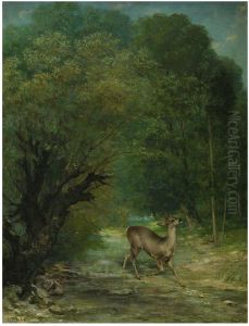 Le Chevreuil chasse aux ecoutes, printemps by Gustave Courbet