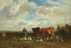 Grazing at the goose keeper by Constant Troyon