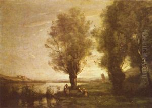 Le repos sous les saules by Jean-Baptiste Camille Corot
