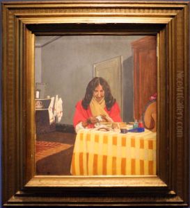 Gabrielle Vallotton se faisant les ongles by Felix Vallotton