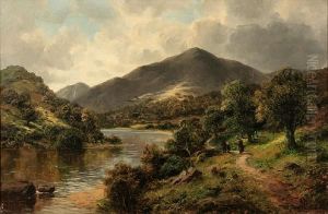 A River Landscape With Figures On A Path