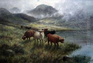 Highland Cattle Watering by Frederick Carlton