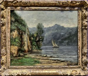 Bord du lac Leman, pres de Vevey, dit aussi Paysage au lac by Gustave Courbet