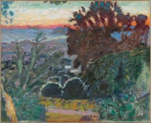 Paysage au soleil couchant, Le Cannet by Pierre Bonnard