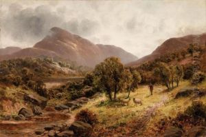 Paesaggio Montano Con Lago E Gregge by Frederick Carlton