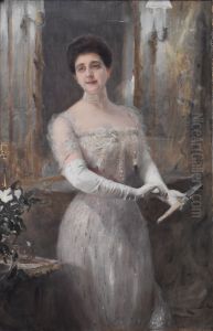 Paul Chabas - Portrait de la femme de l'artiste by Paul Emile Chabas