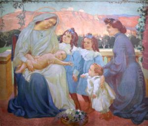 Portrait of Madame de la Laurencie   and 
children