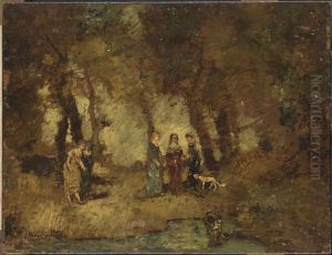 Promenade dans un parc by Adolphe Joseph Thomas Monticelli