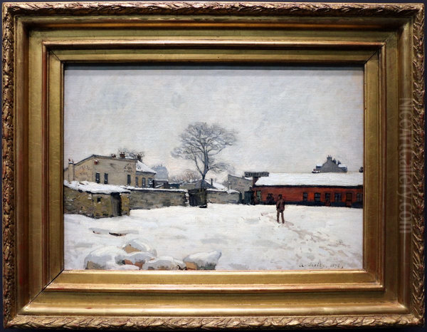 Sous la neige : cour de ferme a Marly-le-Roi - view 1