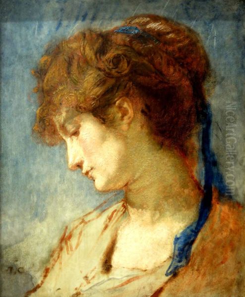 Tete de femme au ruban bleu - view 1