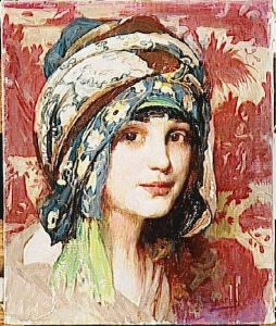 Tete de jeune fille au turban vert by William Laparra