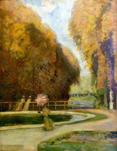 Trois femmes dans le parc de Versailles by Paul Cesar Helleu