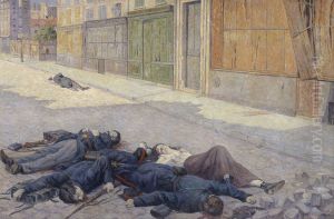 A Street in Paris in May 1871 by Maximilien Luce