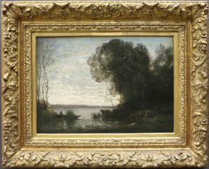 Une soiree. Batelier amarre by Jean-Baptiste Camille Corot