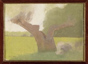 Vieil arbre dans une prairie by Odilon Redon