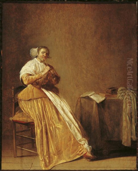 Woman playing a flute - view 1