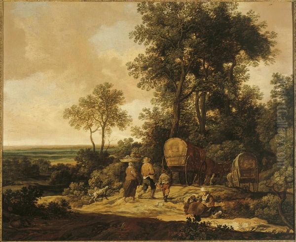Landschap met boeren onderweg - view 1