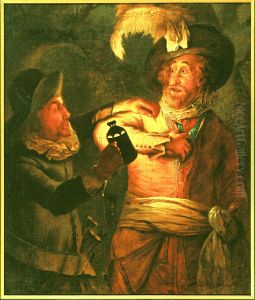 Jan van Walre (1759-1837) and Adriaan de Waal Malefijt (1739-1806) acting in the play 'De Jagtpartij van Hendrik den Vierden' by Wybrand Hendricks
