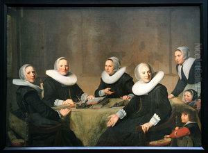 De regentessen, de gasthuismoeder en twee pupillen van het Heilige Geesthuis, Haarlem, 1642 De regentessen, de gasthuismoeder en twee pupillen van het Heilige Geesthuis, Haarlem, 1642