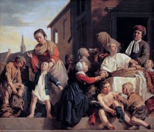 Het verzorgen van de kinderen van het Arme-Kinderhuis: drie Werken van BarmhartigheidEnglish:Caring for children at the Orphanage in Haarlem: three Acts of Mercy by Jan De Bray