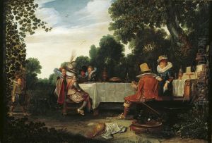Elegant company at a banquet in a garden Elegant company at a banquet in a garden