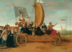 Flora's Mallewagen: Allegorie op de tulpomania by Hendrik Gerritsz Pot