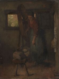 Vrouw met spinnewiel