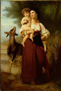 Young Mother in Campagna Costume with her Child and a Goat by William-Adolphe Bouguereau